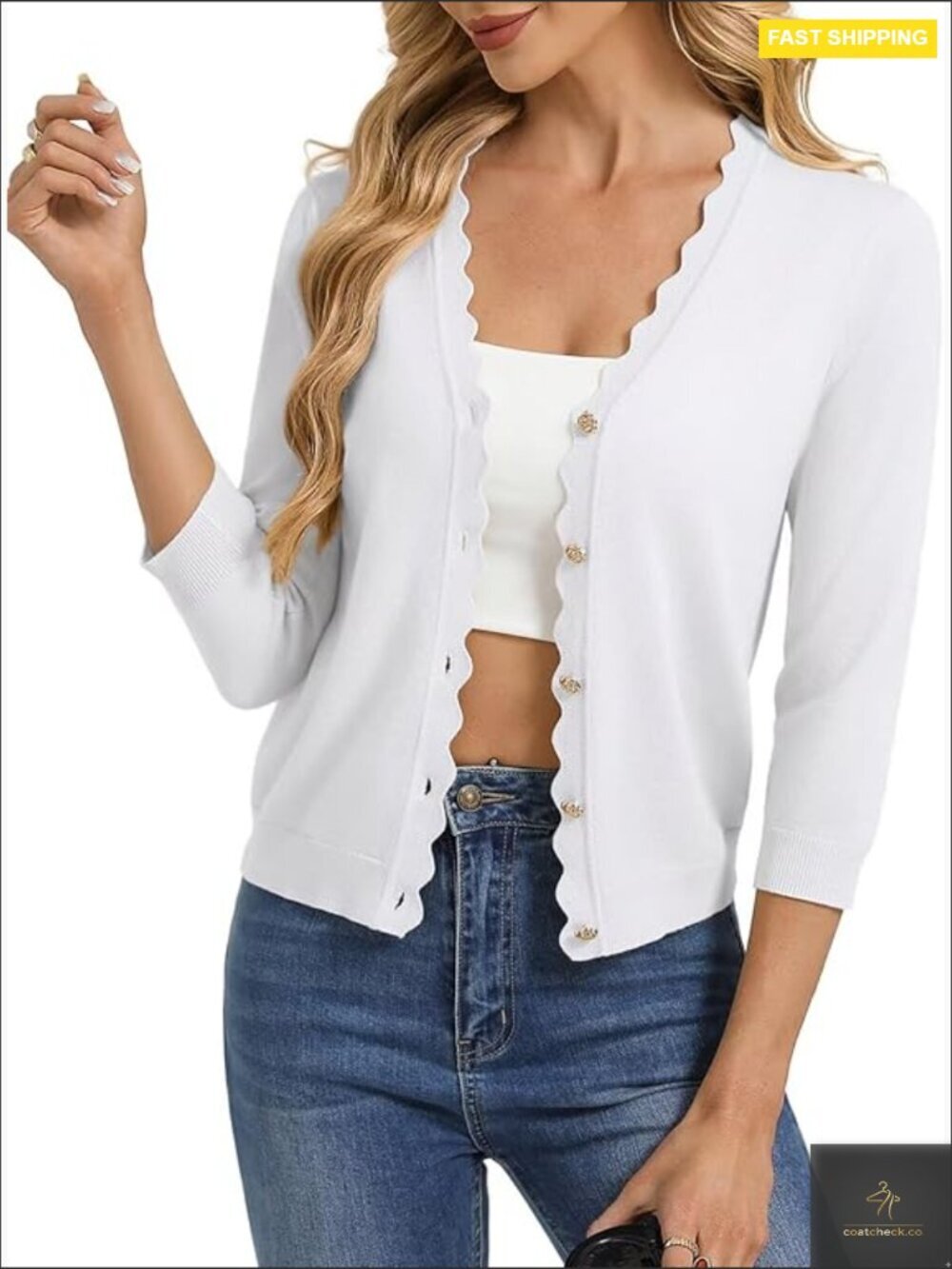Lightweight 3/4 Sleeve V Neck Cardigan Boho Chic Open Front Shrug Sweater